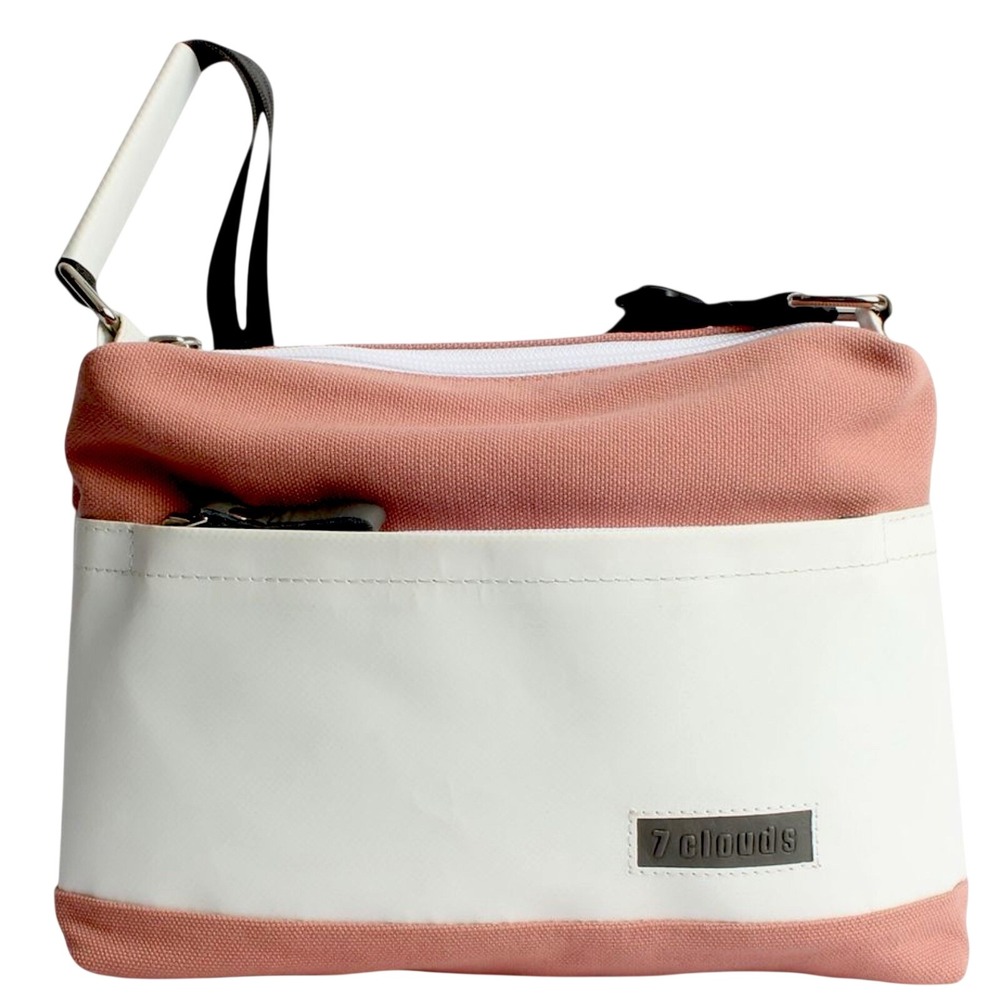 7clouds Roslyn 7.1 White Salmon Canvas Tarpaulin Crossbody Bag 7c 70.8‎